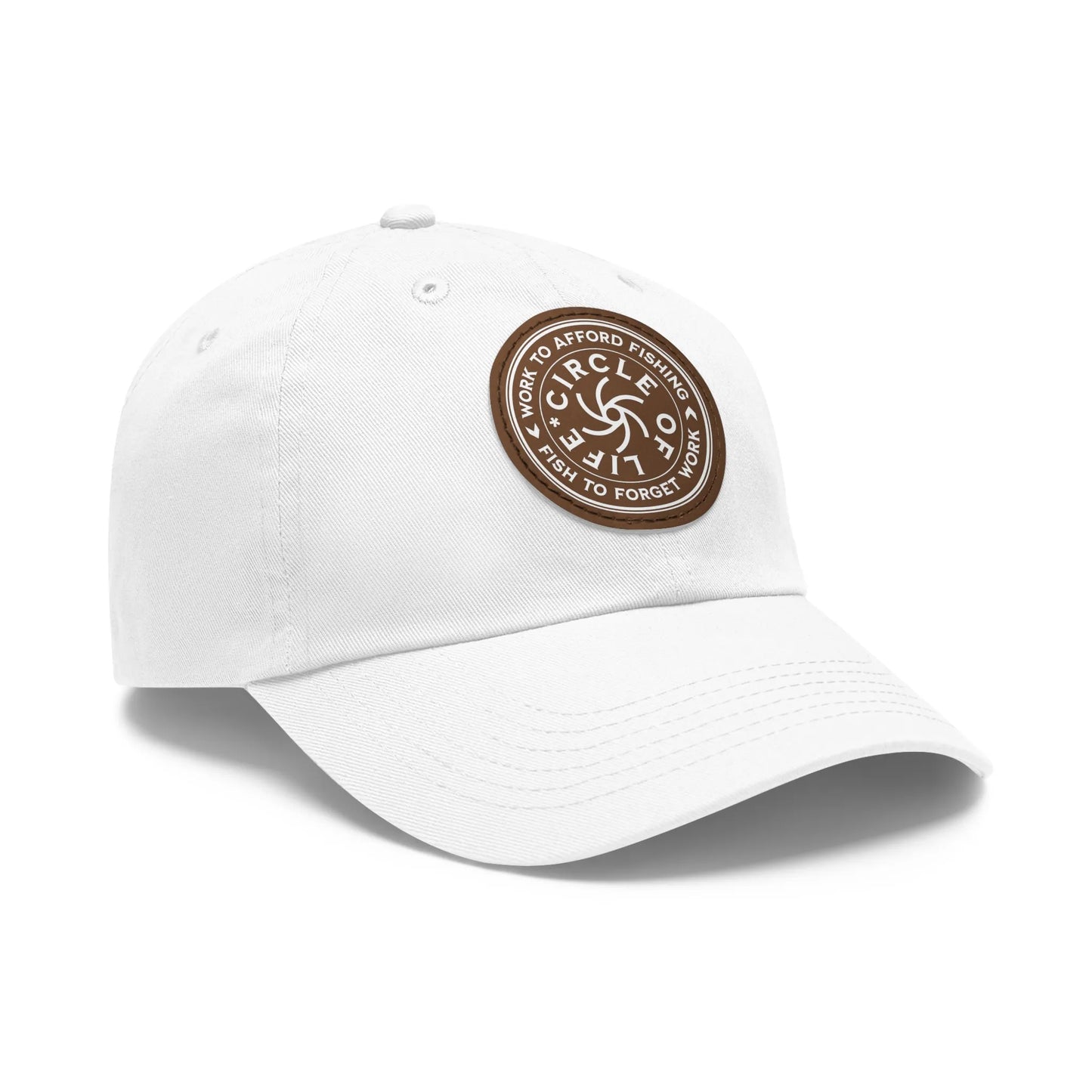 Circle Of Life Dad Hat White Light Brown patch Circle One size Hats