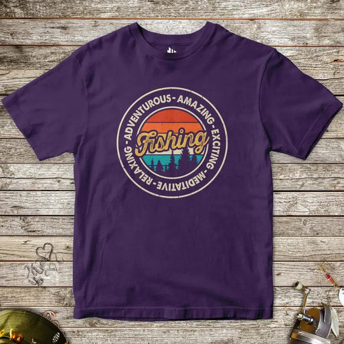 Purple, Adventurous Fishing Tee for Kids – fish-room