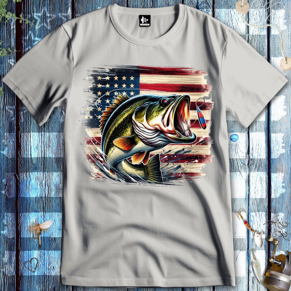 fish-room llc T-Shirt Ice Grey / S American Bass T-Shirt