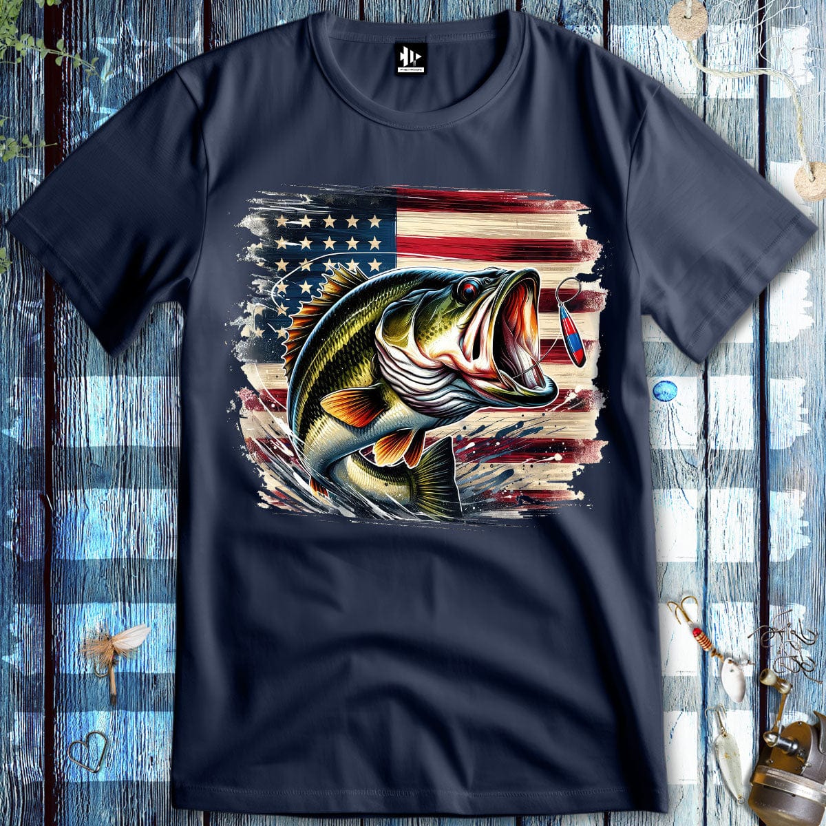 fish-room llc T-Shirt Navy / S American Bass T-Shirt