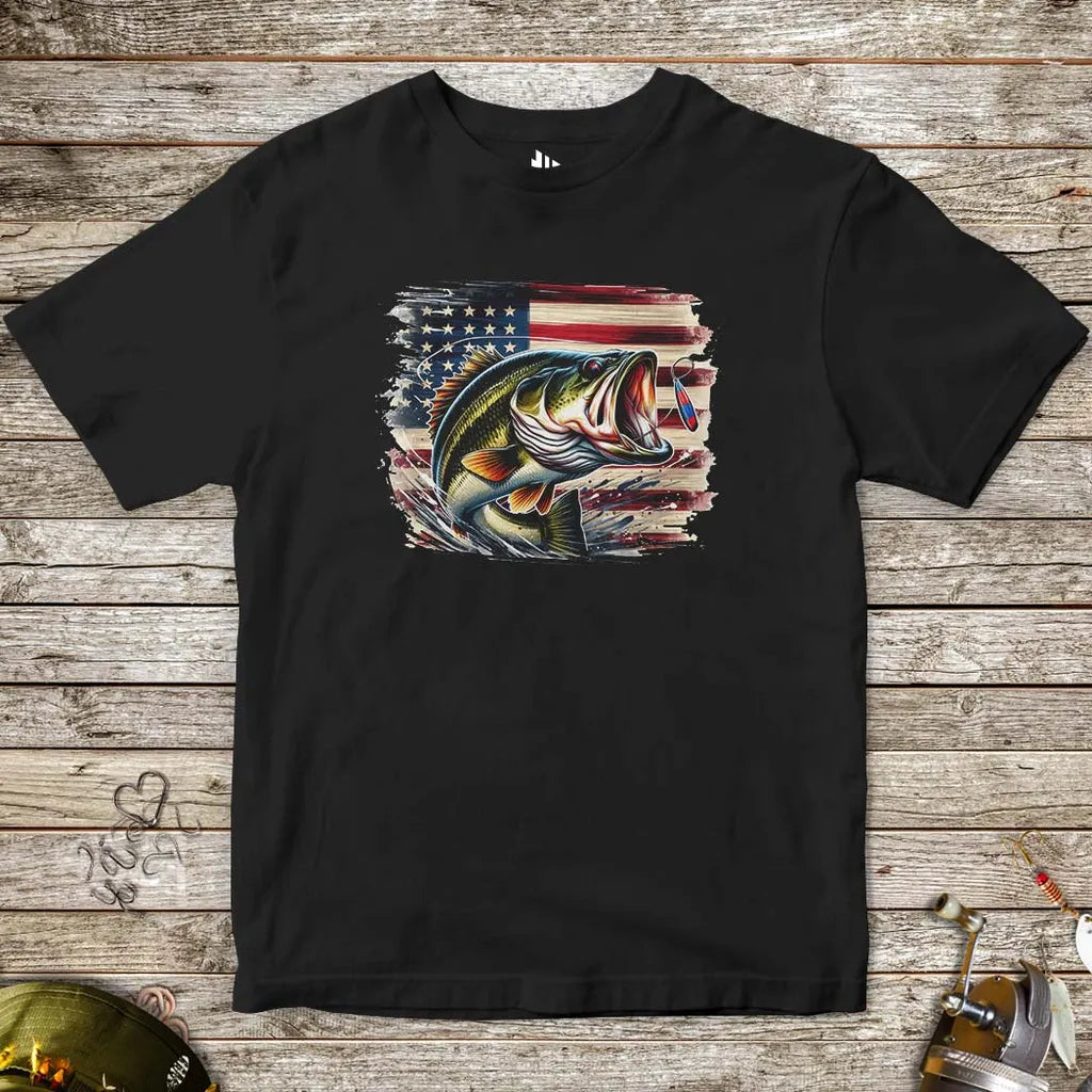 Black, American Bass Tee for Kids – fish-room