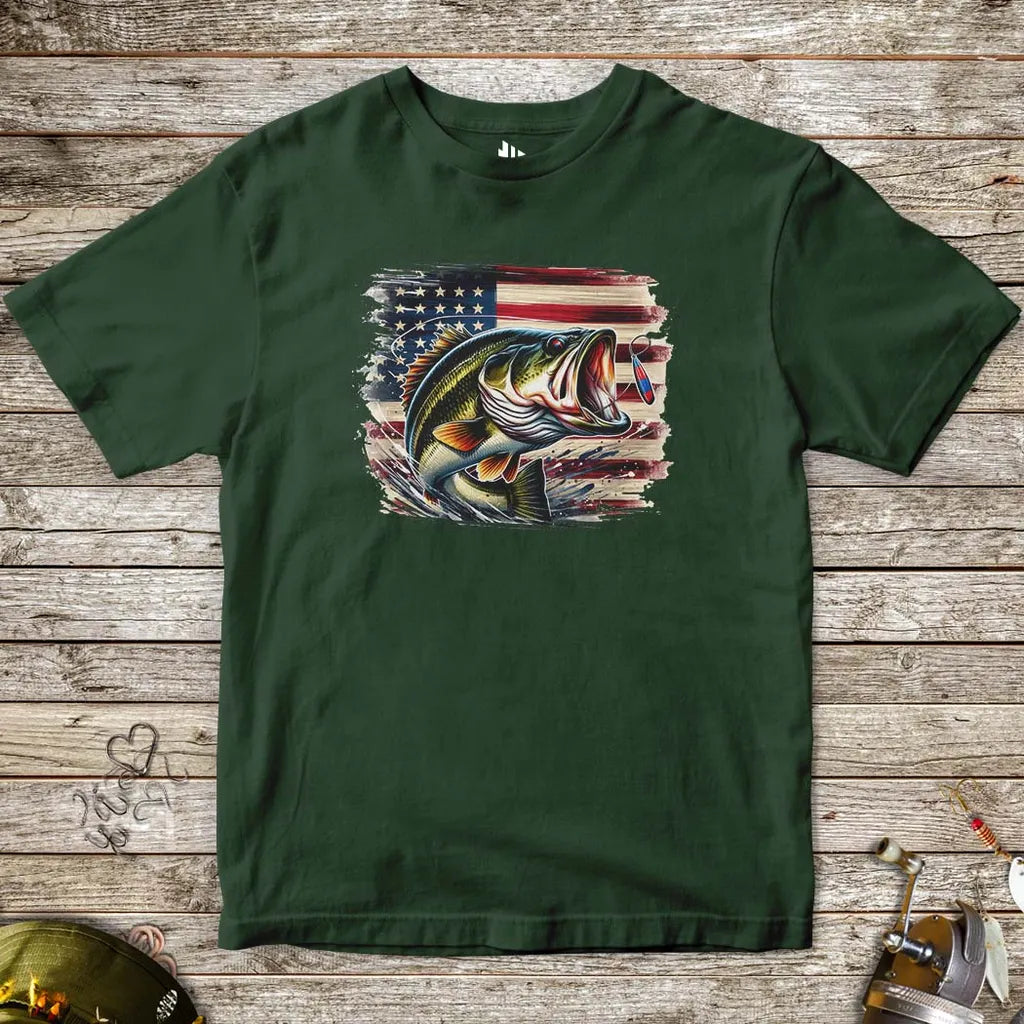 American Bass Tee for Kids Forest Green Kids T-Shirt