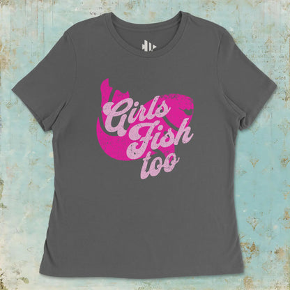 Asphalt, Girls Fish Too Ladies’ Tee – fish-room