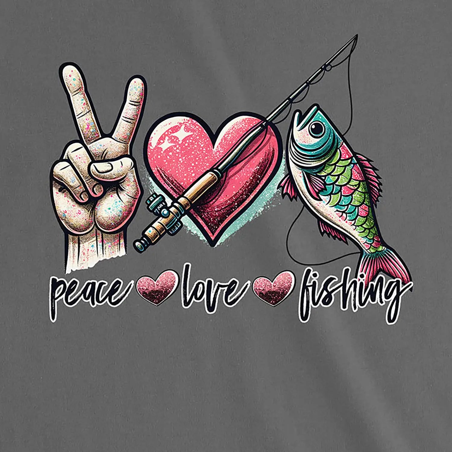 Asphalt, Peace Love Fishing Ladies’ Tee – fish-room