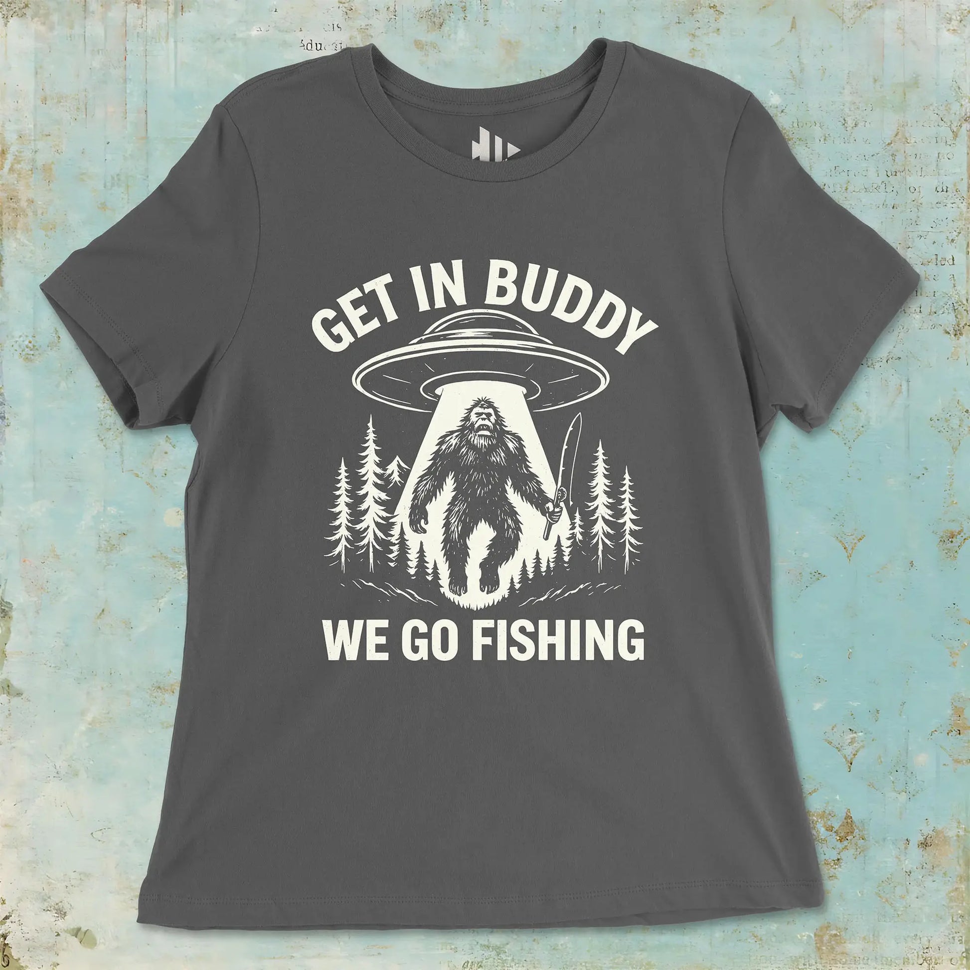 Asphalt, Get In Buddy, We Go Fishing Ladies’ Tee – fish-room