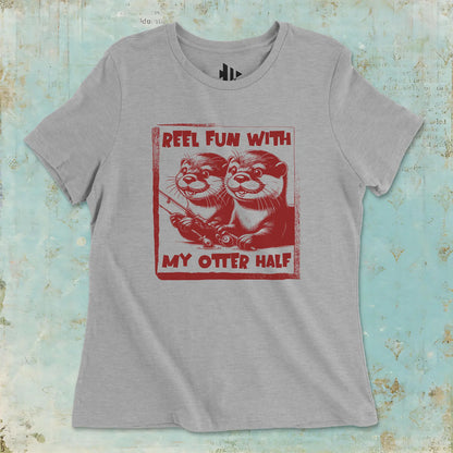 Athletic Heather, Reel Fun with My Otter Half  Women Tee – fish-room