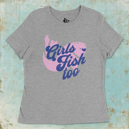 Athletic Heather, Girls Fish Too Ladies’ Tee – fish-room