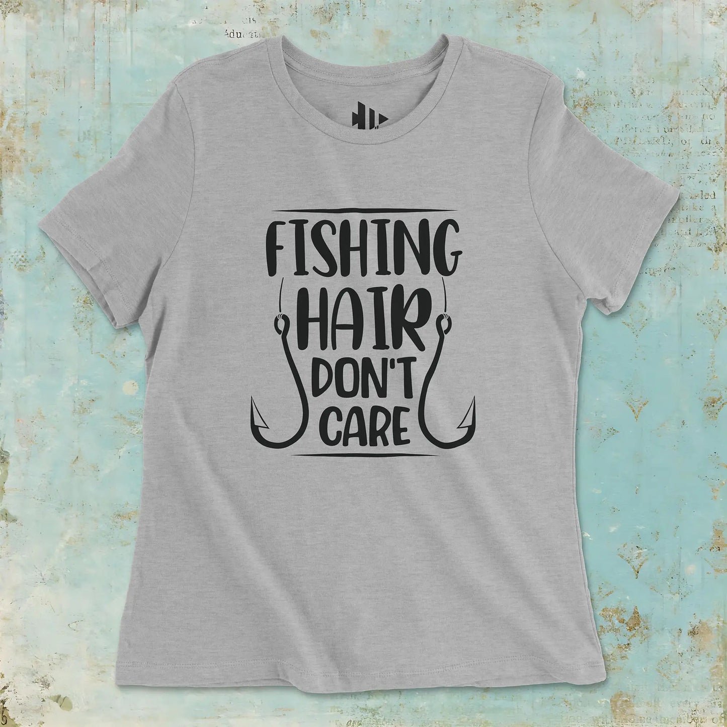 Athletic Heather, Fishing Hair Don't Care Ladies’ Tee – fish-room