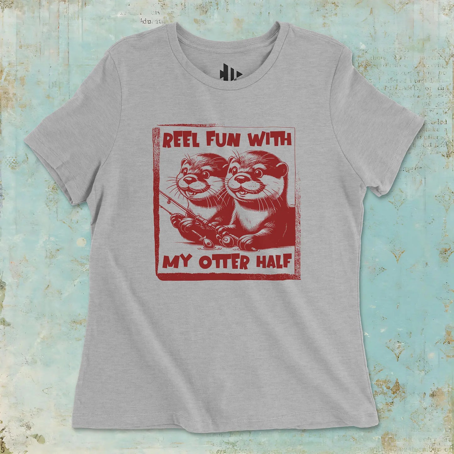 Athletic Heather, Reel Fun with My Otter Half Ladies’ Tee – fish-room