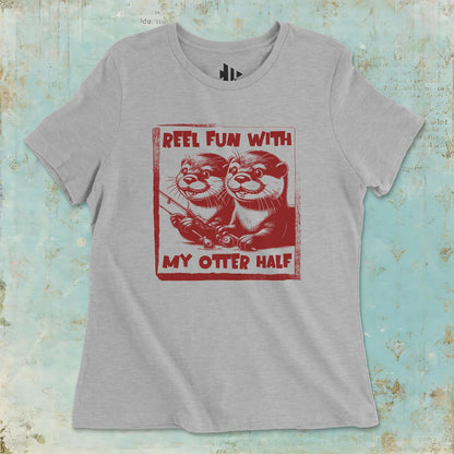 Athletic Heather, Reel Fun with My Otter Half Ladies’ Tee – fish-room