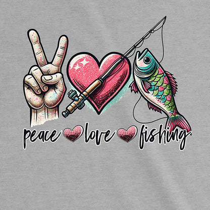 Athletic Heather, Peace Love Fishing Ladies’ Tee – fish-room