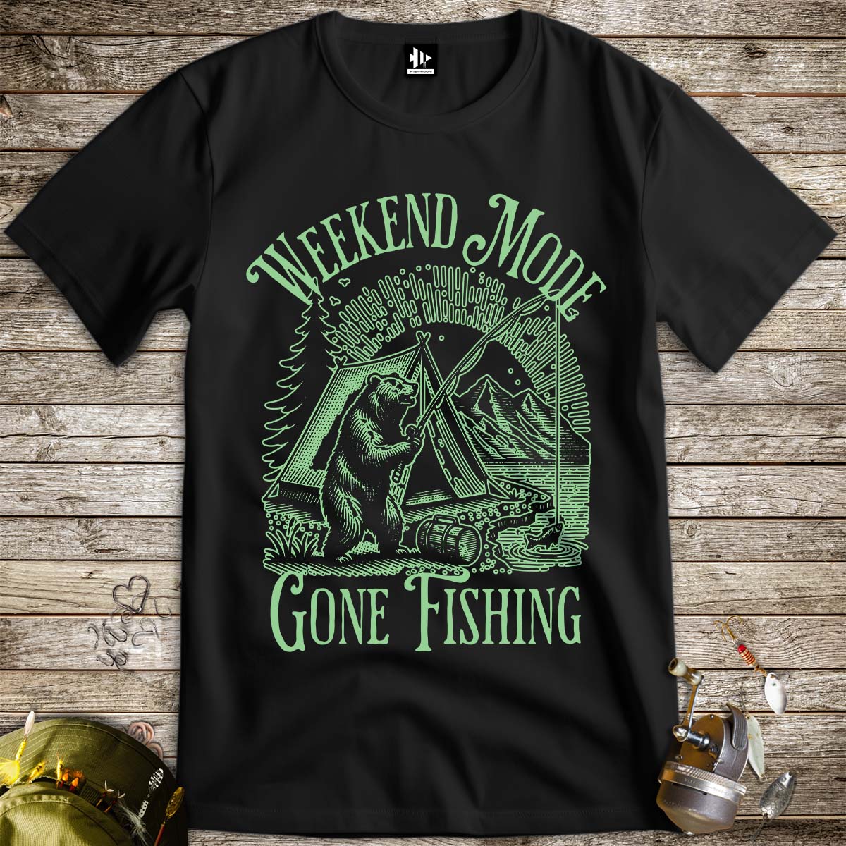 Weekend Mode: Gone Fishing Tee-funny fishing t shirt-FISH-ROOM LLC