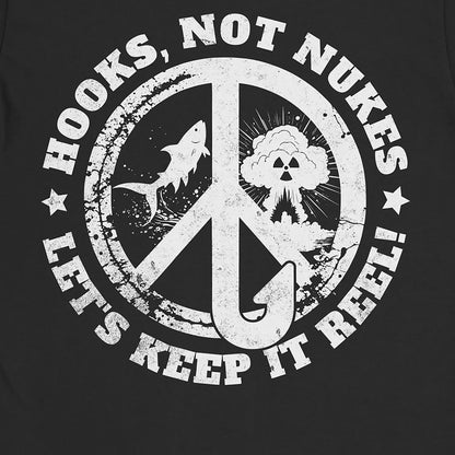Black, Hooks, Not Nukes – Let’s Keep It Reel! Tee – fish-room