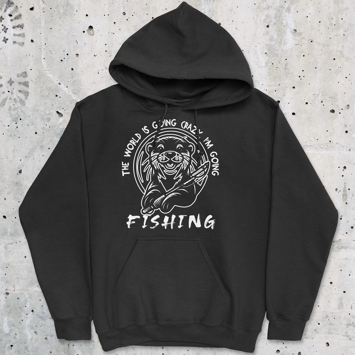 Black, The World is Going Crazy, I'm Going Fishing Hoodie – fish-room