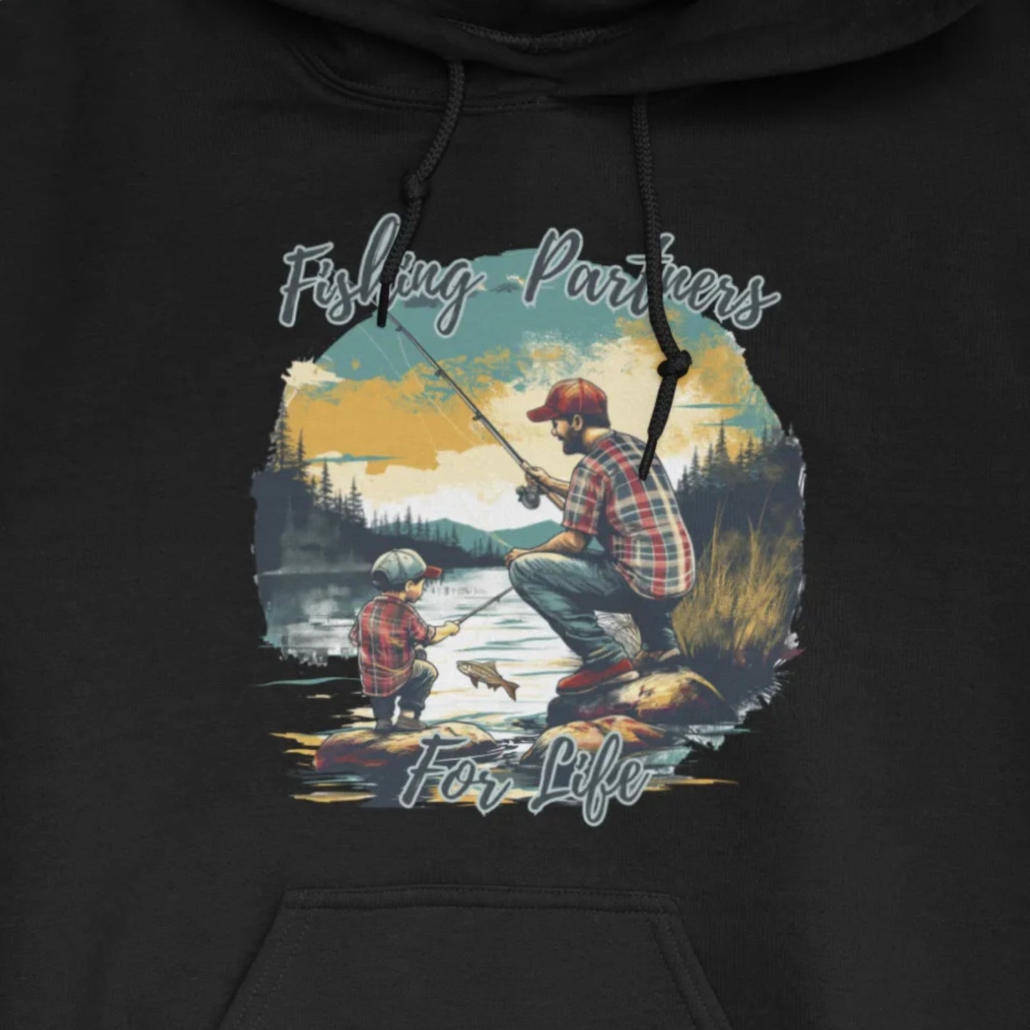 Black, Fishing Partners for Life Hoodie – fish-room