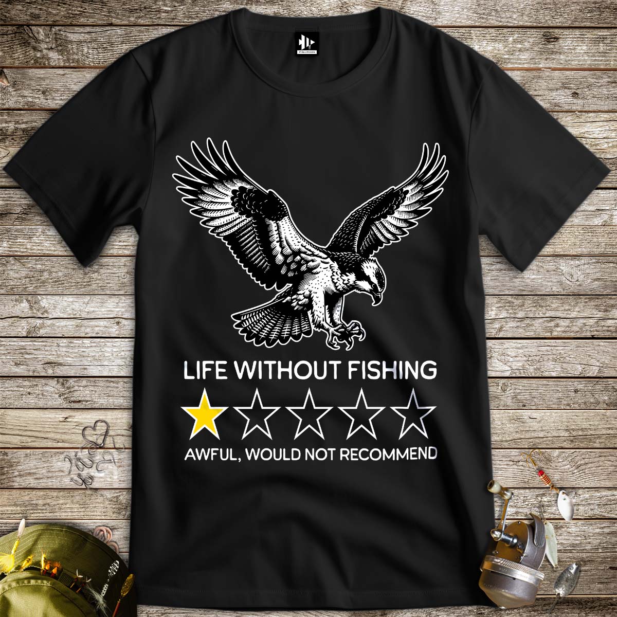 Life without fishing: One-star review Tee-funny fishing t shirt-FISH-ROOM LLC