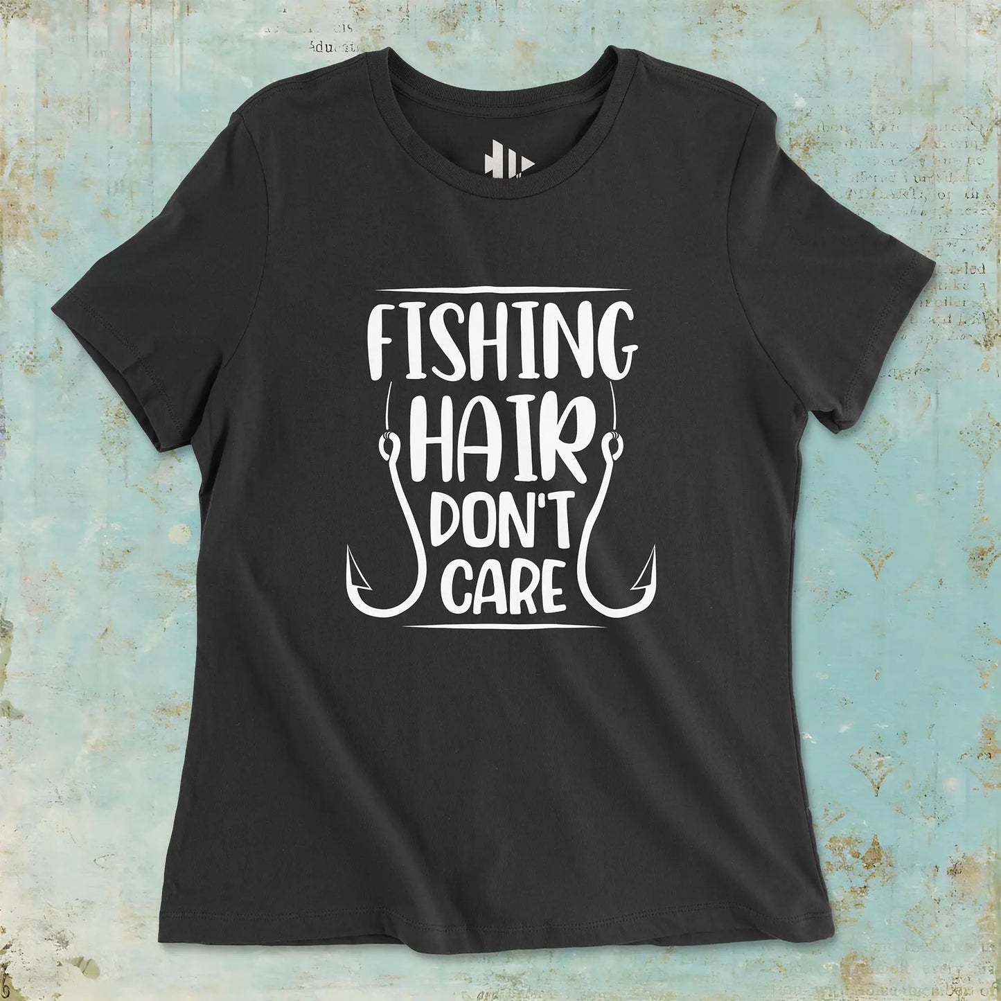 Black, Fishing Hair Don't Care Ladies’ Tee – fish-room