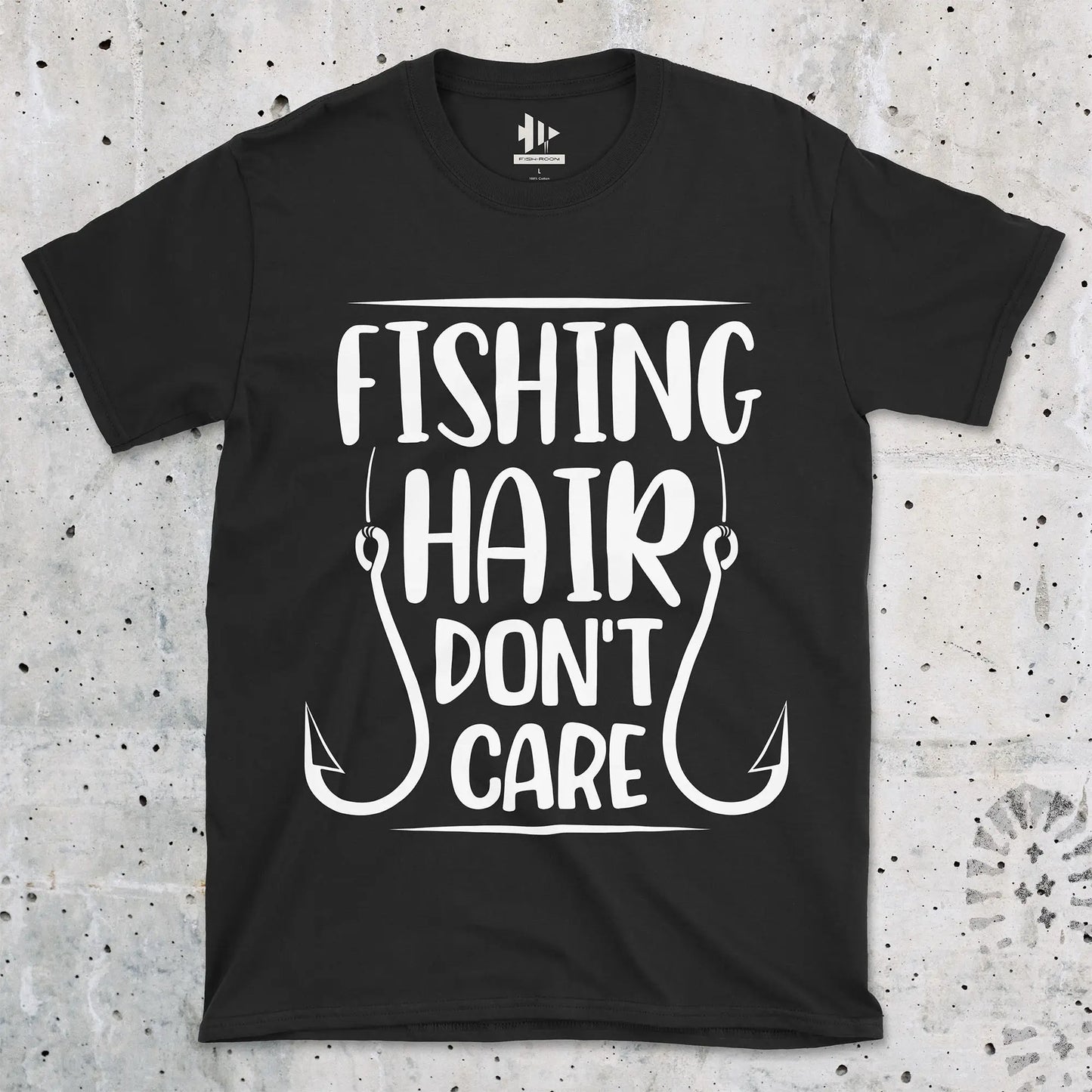 Black, Fishing Hair Don't Care Tee – fish-room