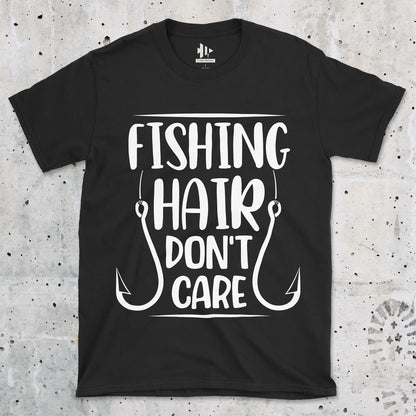 Black, Fishing Hair Don't Care Tee – fish-room
