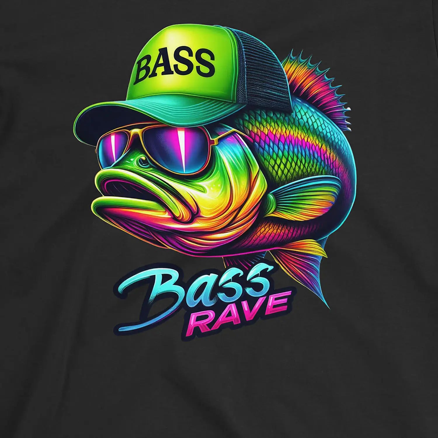 Black, Bass Rave Tee – fish-room