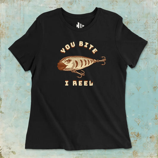 Black, You Bite I Reel Ladies’ Tee – fish-room