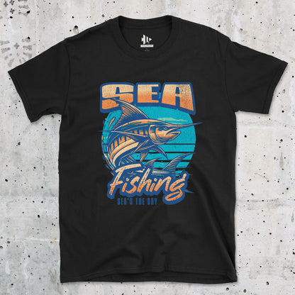 Black, Sea Fishing, Sea's the day  Tee – fish-room