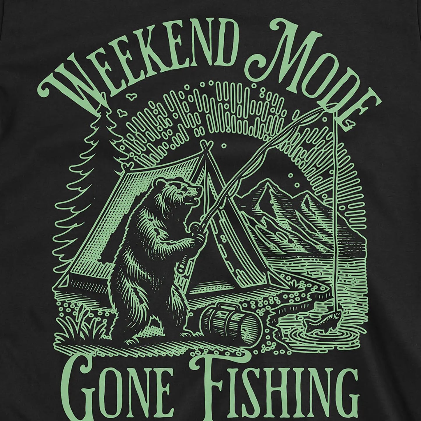 Black, Weekend Mode: Gone Fishing Tee – fish-room