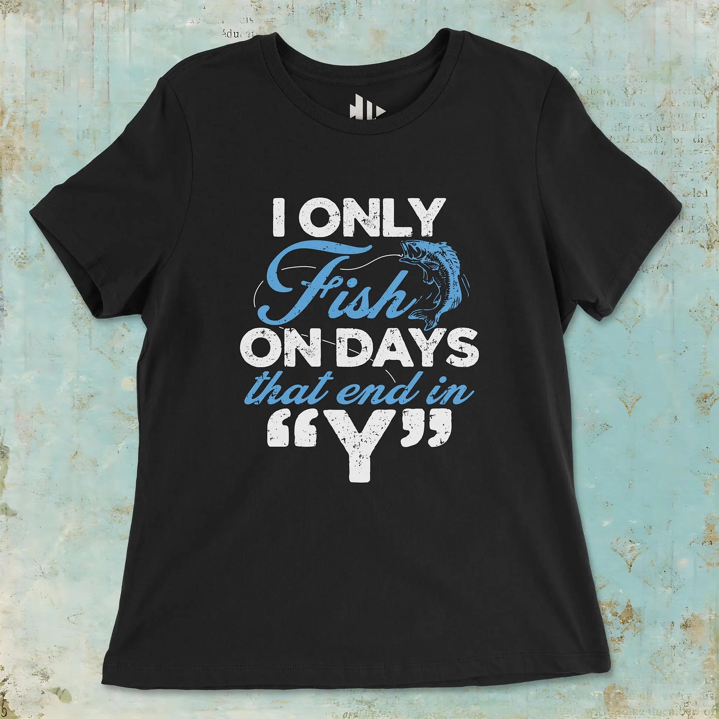 Black, ‘Y’-Day Fishing Ladies’ Tee – fish-room