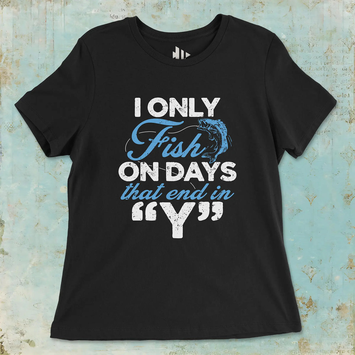 Black, ‘Y’-Day Fishing Ladies’ Tee – fish-room
