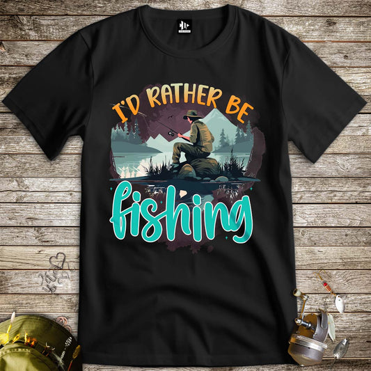 I'd Rather Be Fishing Tee-funny fishing t shirt-FISH-ROOM LLC