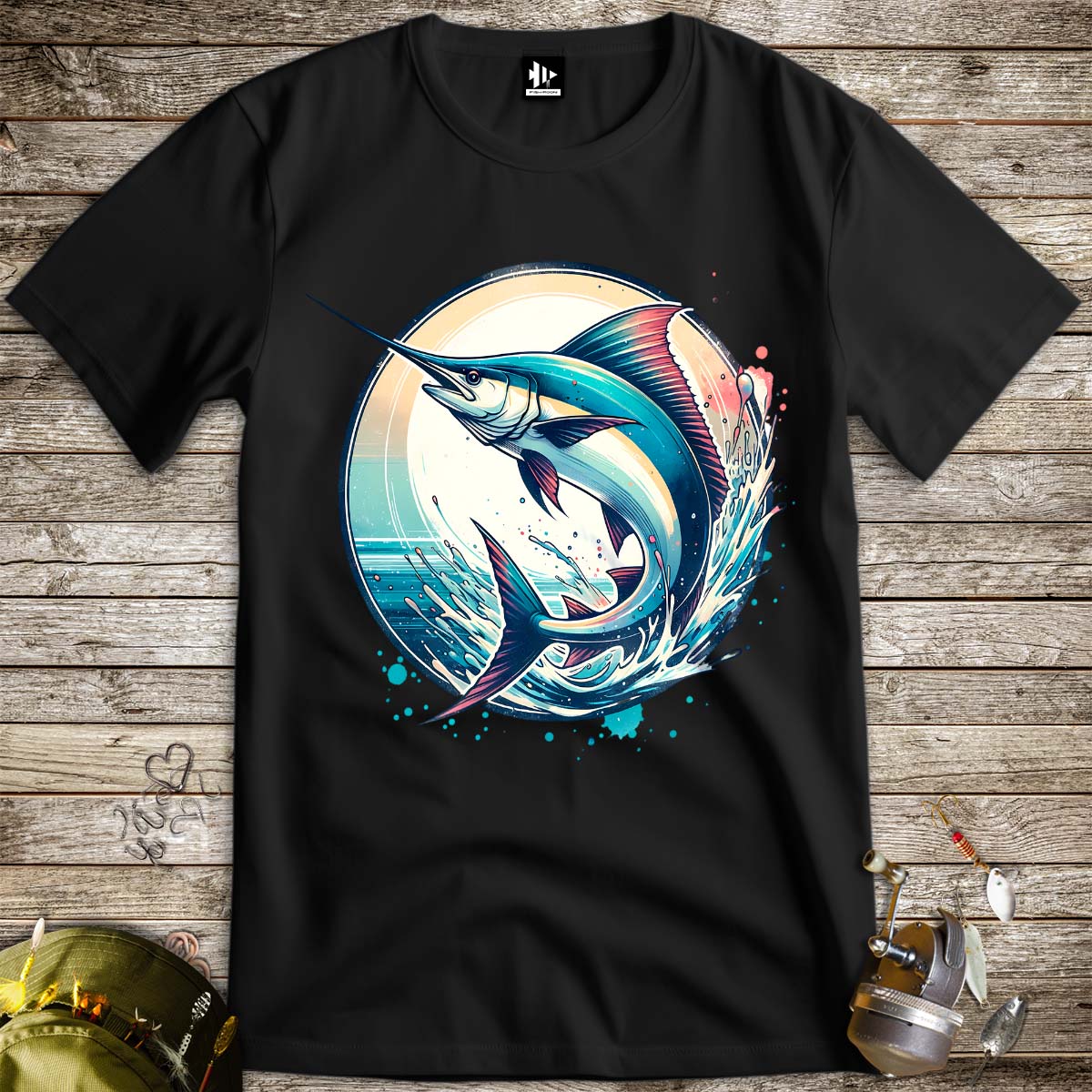 Swordfish Ocean Sunset Tee-funny fishing t shirt-FISH-ROOM LLC