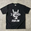 Black, Fish On – Rock Hand Fishing Tee – fish-room