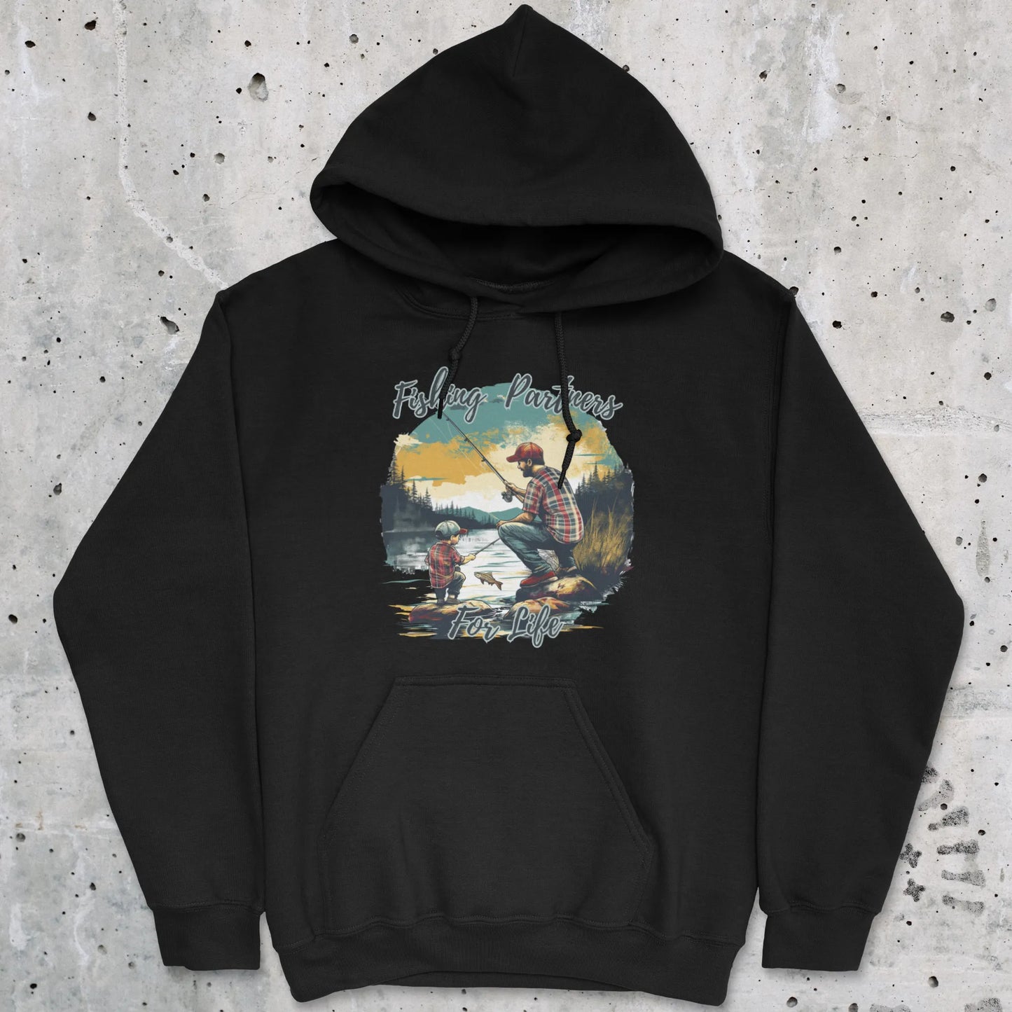 Black, Fishing Partners for Life Hoodie – fish-room