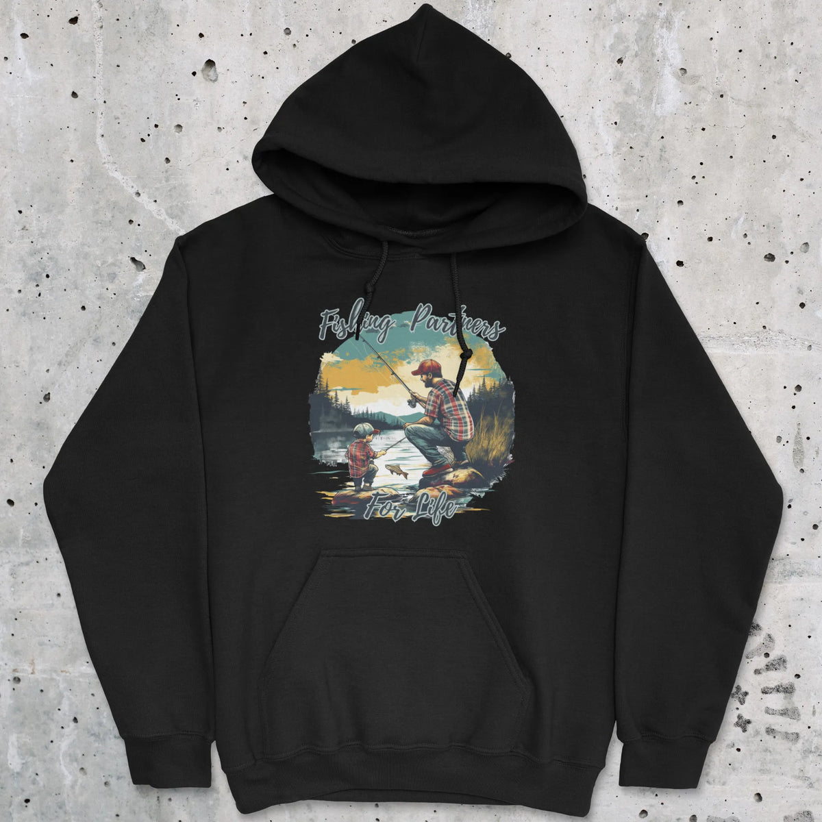 Black, Fishing Partners for Life Hoodie – fish-room