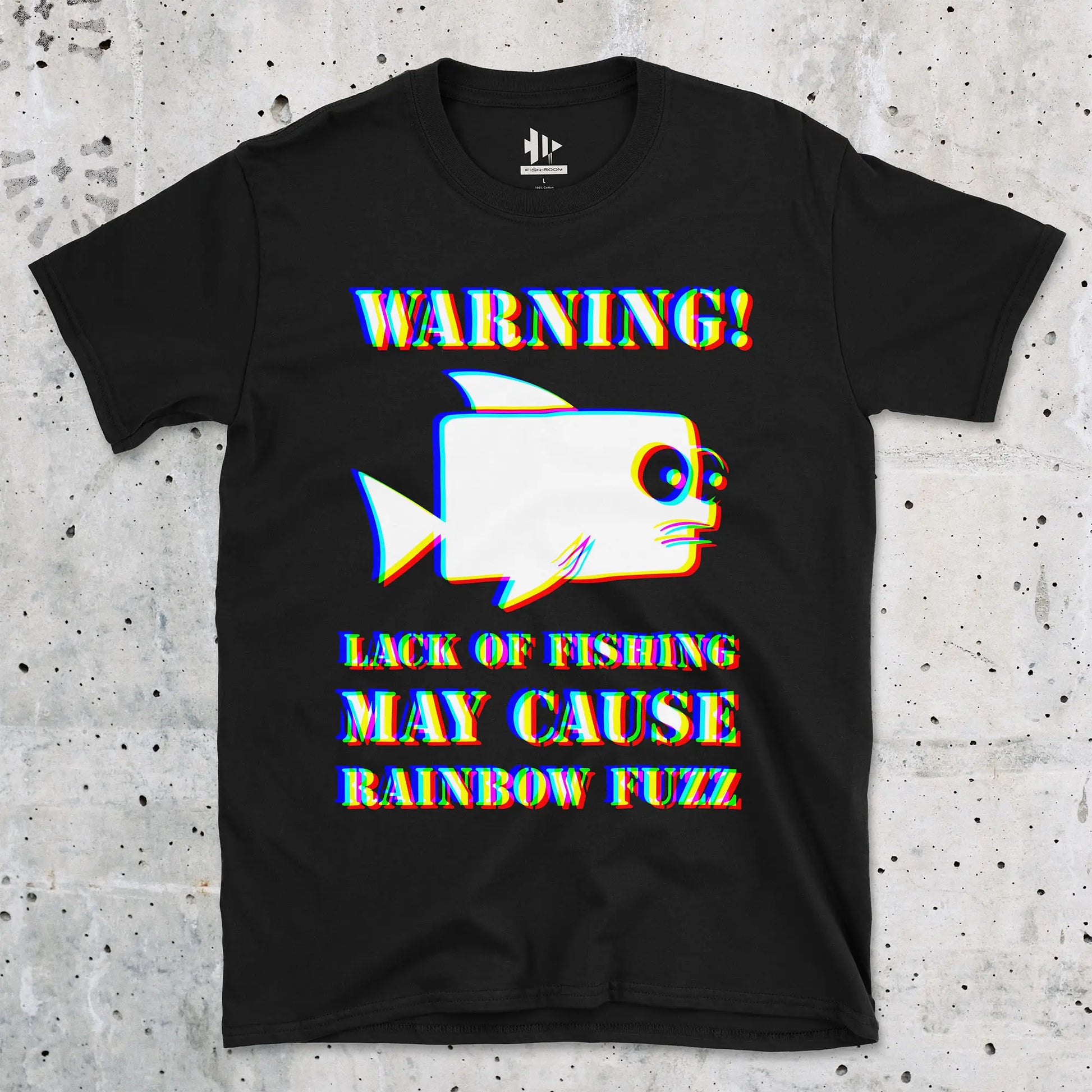 Black, Lack of Fishing May Cause Rainbow Fuzz Tee – fish-room