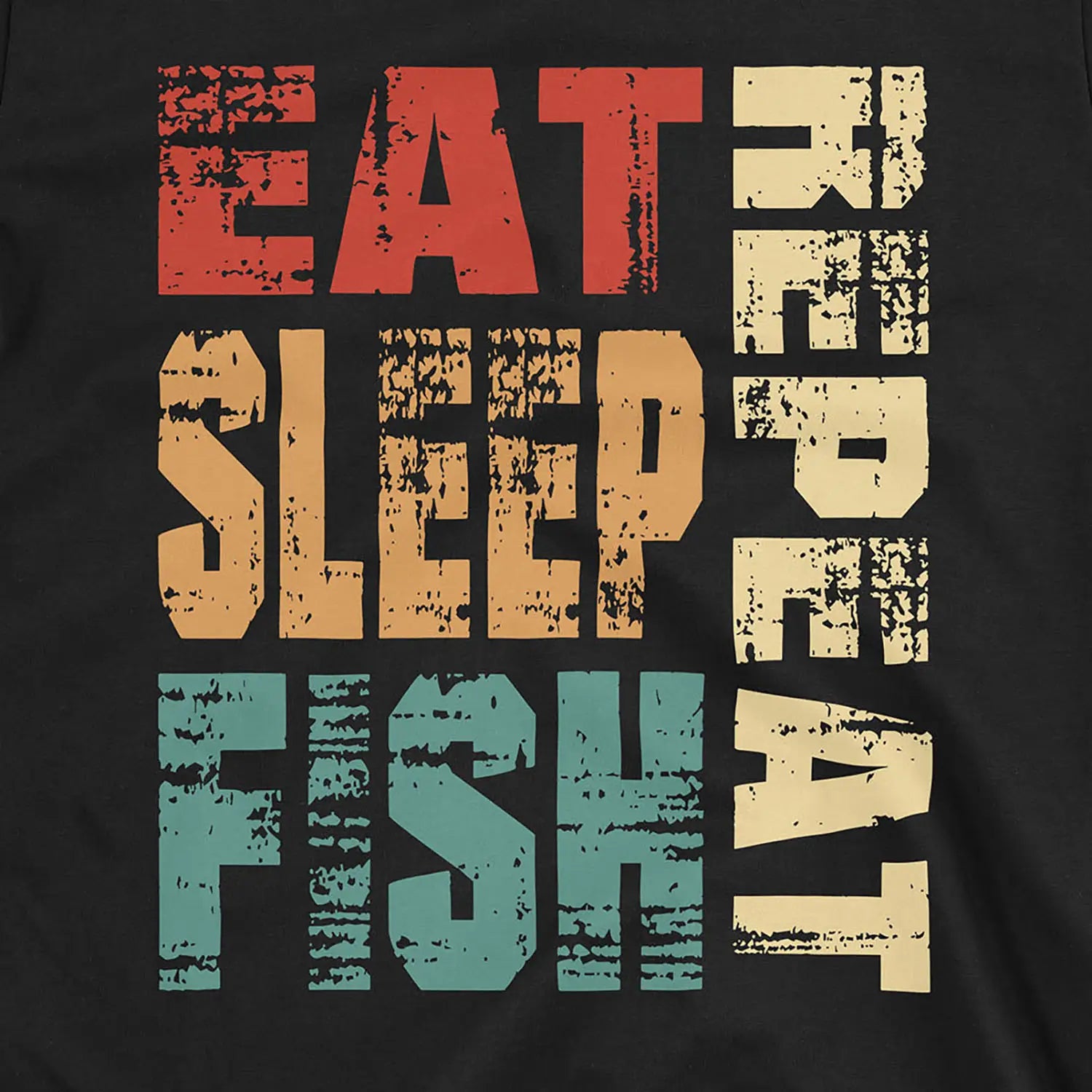 Black, Eat Sleep Fish Repeat  Tee – fish-room