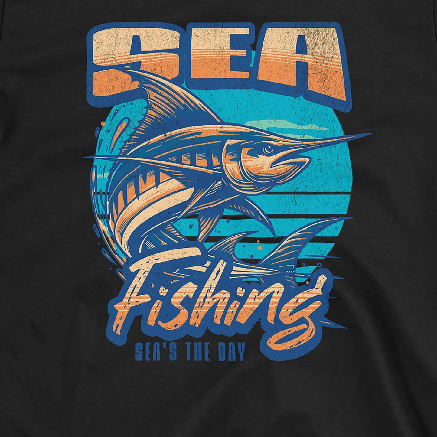 Black, Sea Fishing, Sea's the day  Tee – fish-room