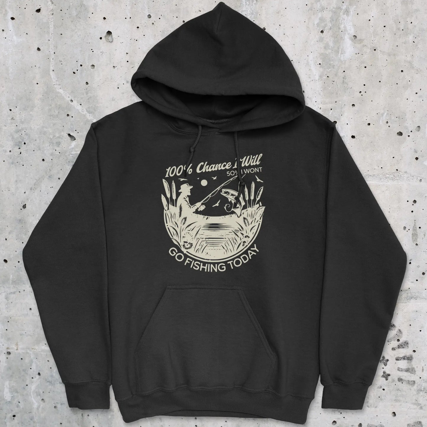 Black, 100% Fishing Day Hoodie – fish-room