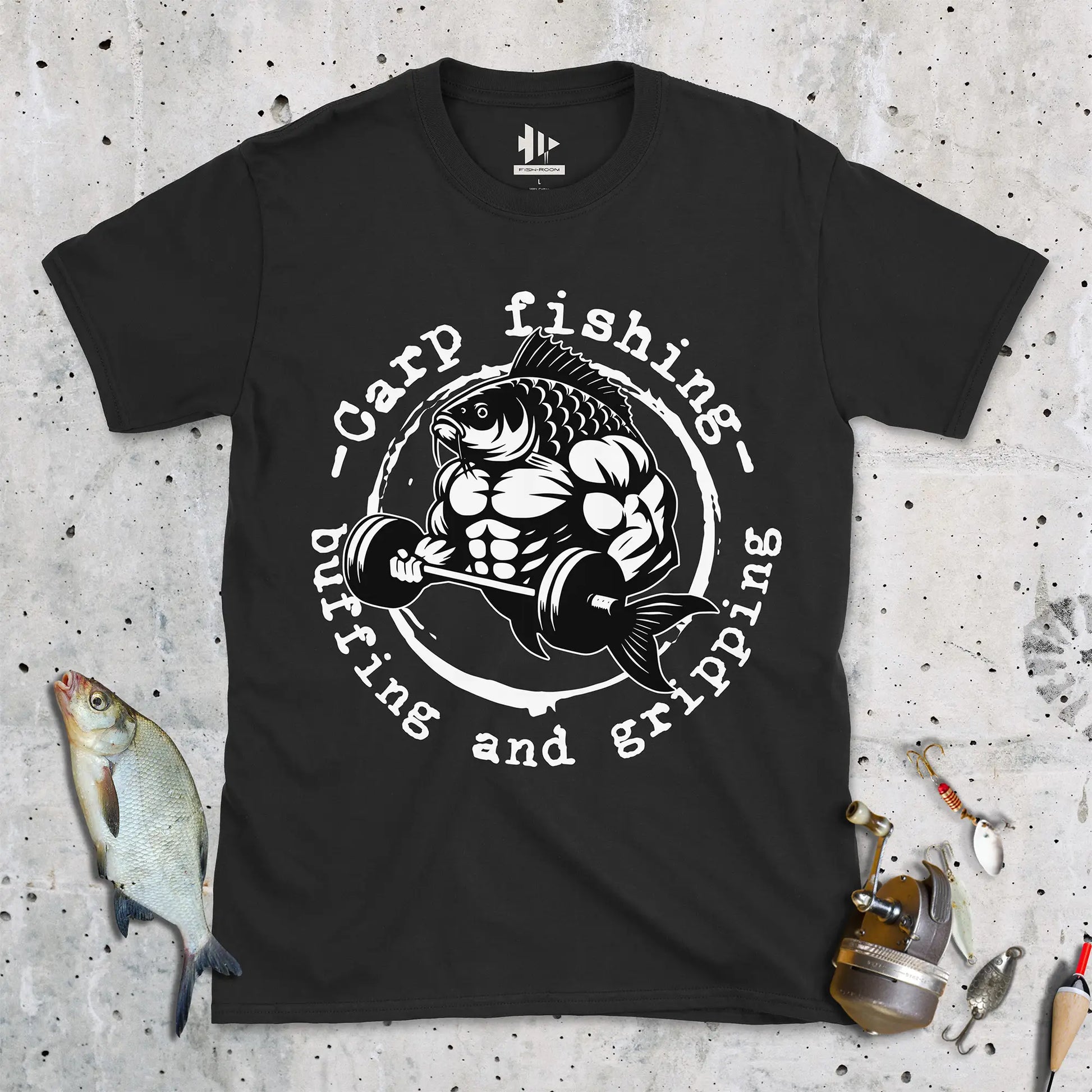 Black, Carp Fishing, Buffing and Gripping Tee – fish-room