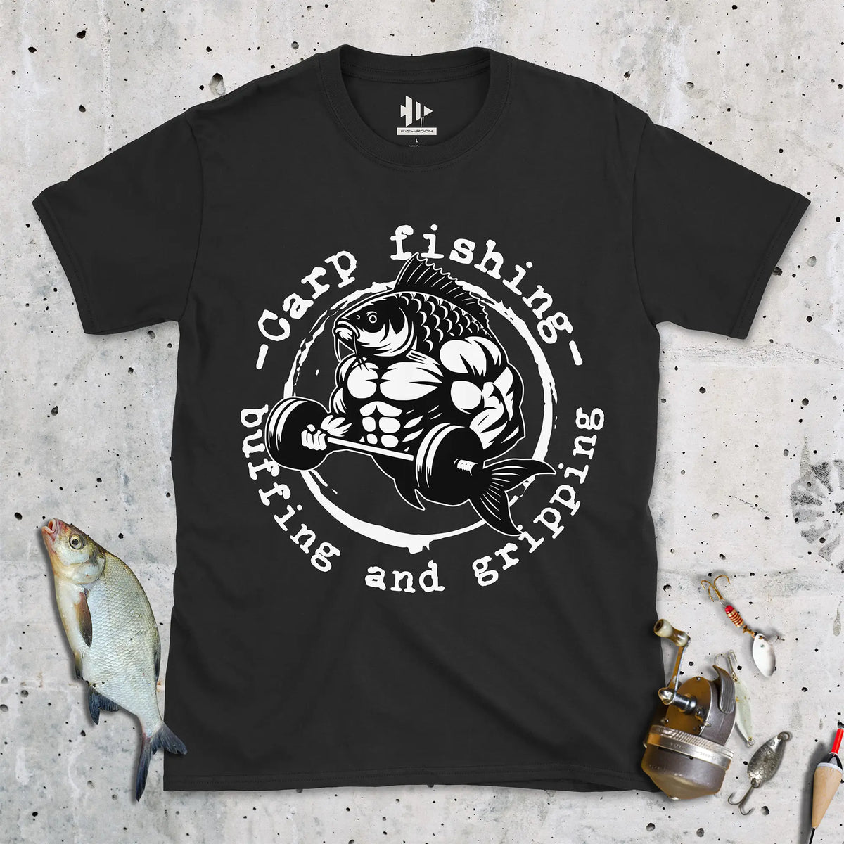 Black, Carp Fishing, Buffing and Gripping Tee – fish-room