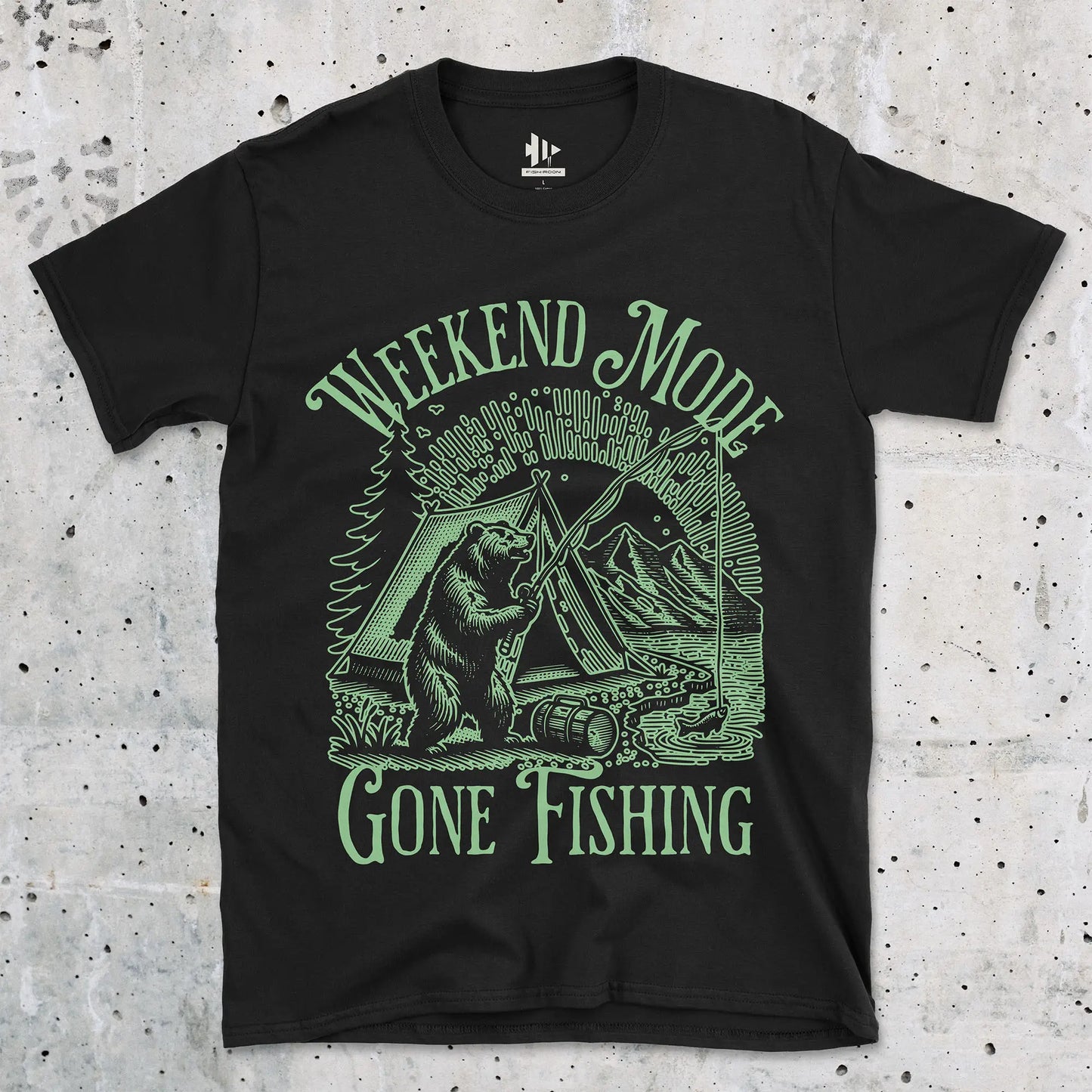 Black, Weekend Mode: Gone Fishing Tee – fish-room