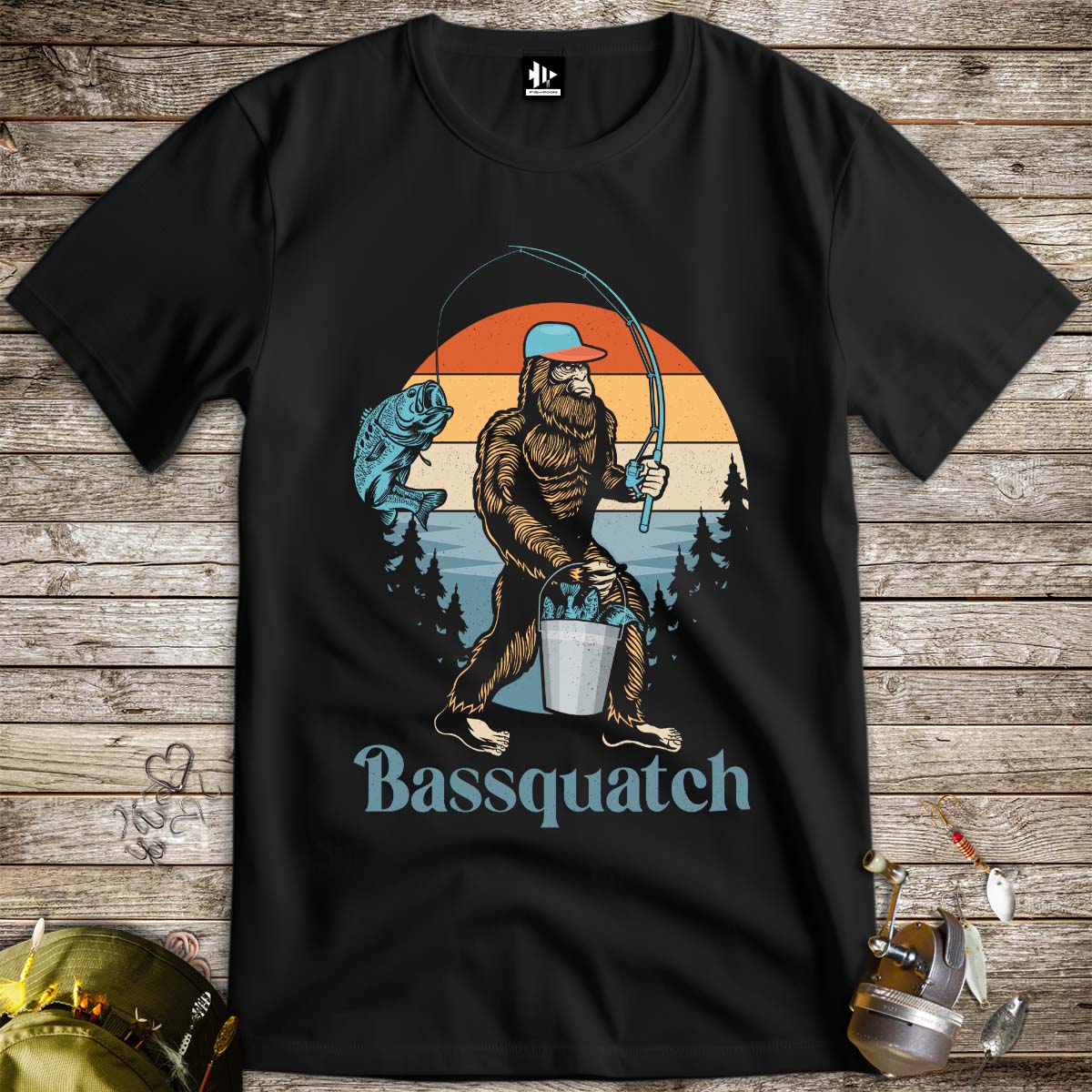 Bassquatch Tee-funny fishing t shirt-FISH-ROOM LLC