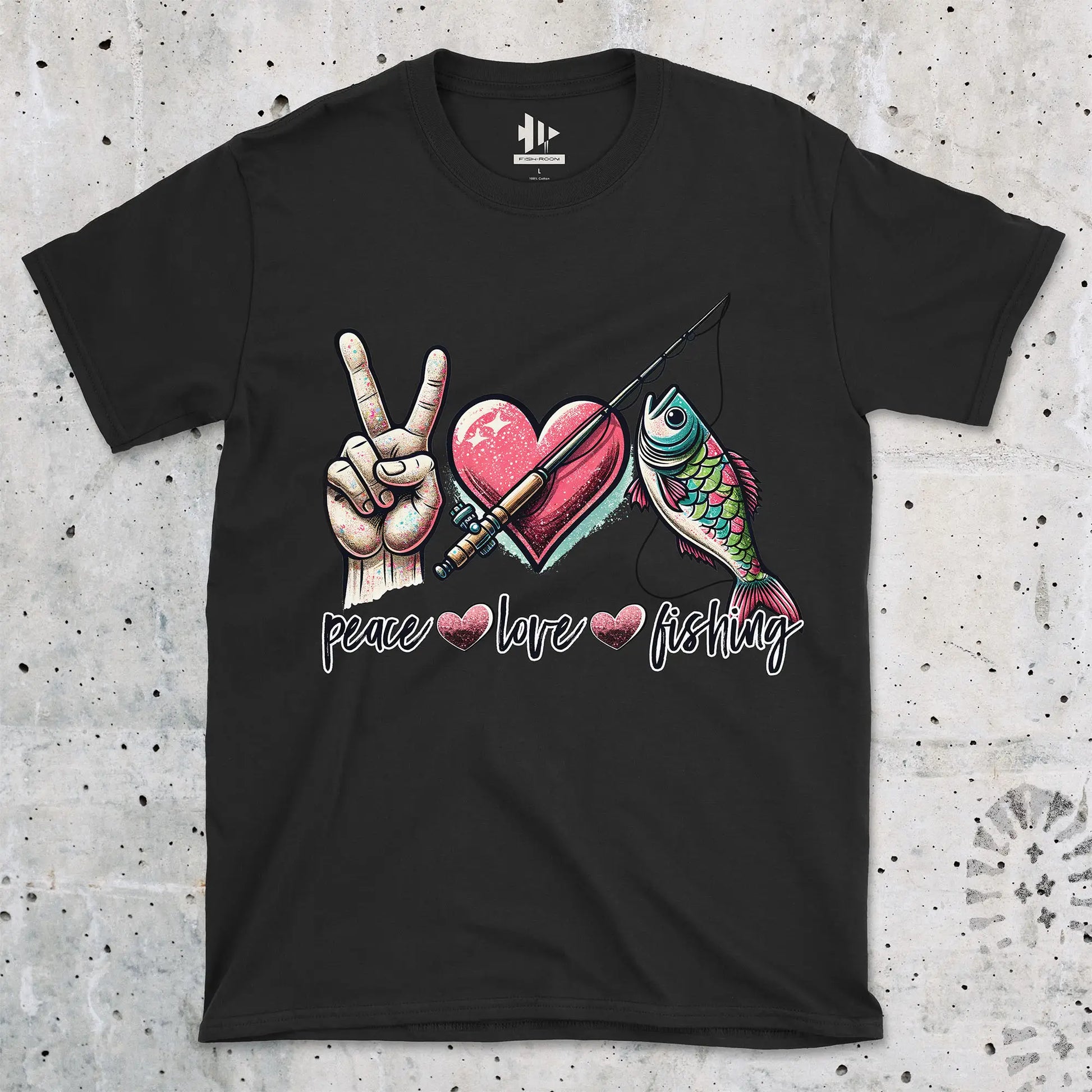 Black, Peace Love Fishing Tee – fish-room