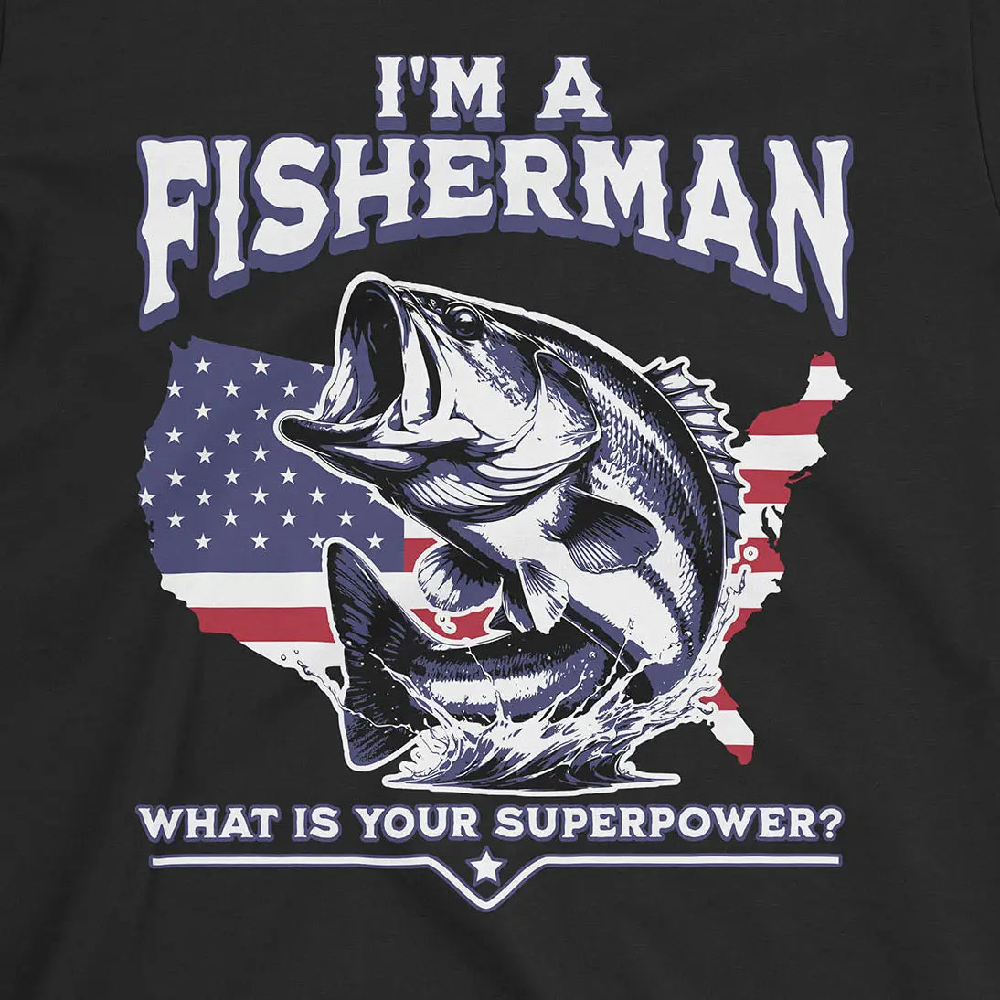 Fisherman Superpower Tee Black T-Shirt