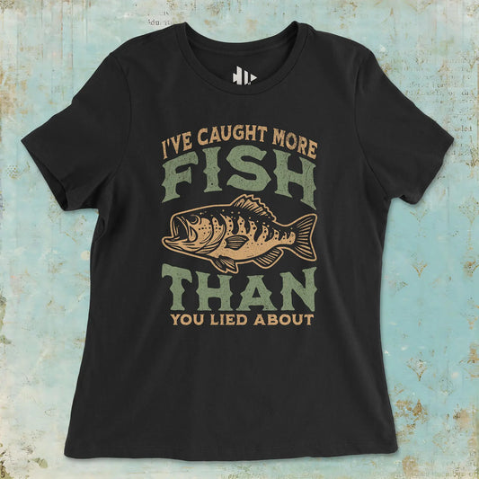 Black, I've Caught More Fish Ladies’ Tee – fish-room