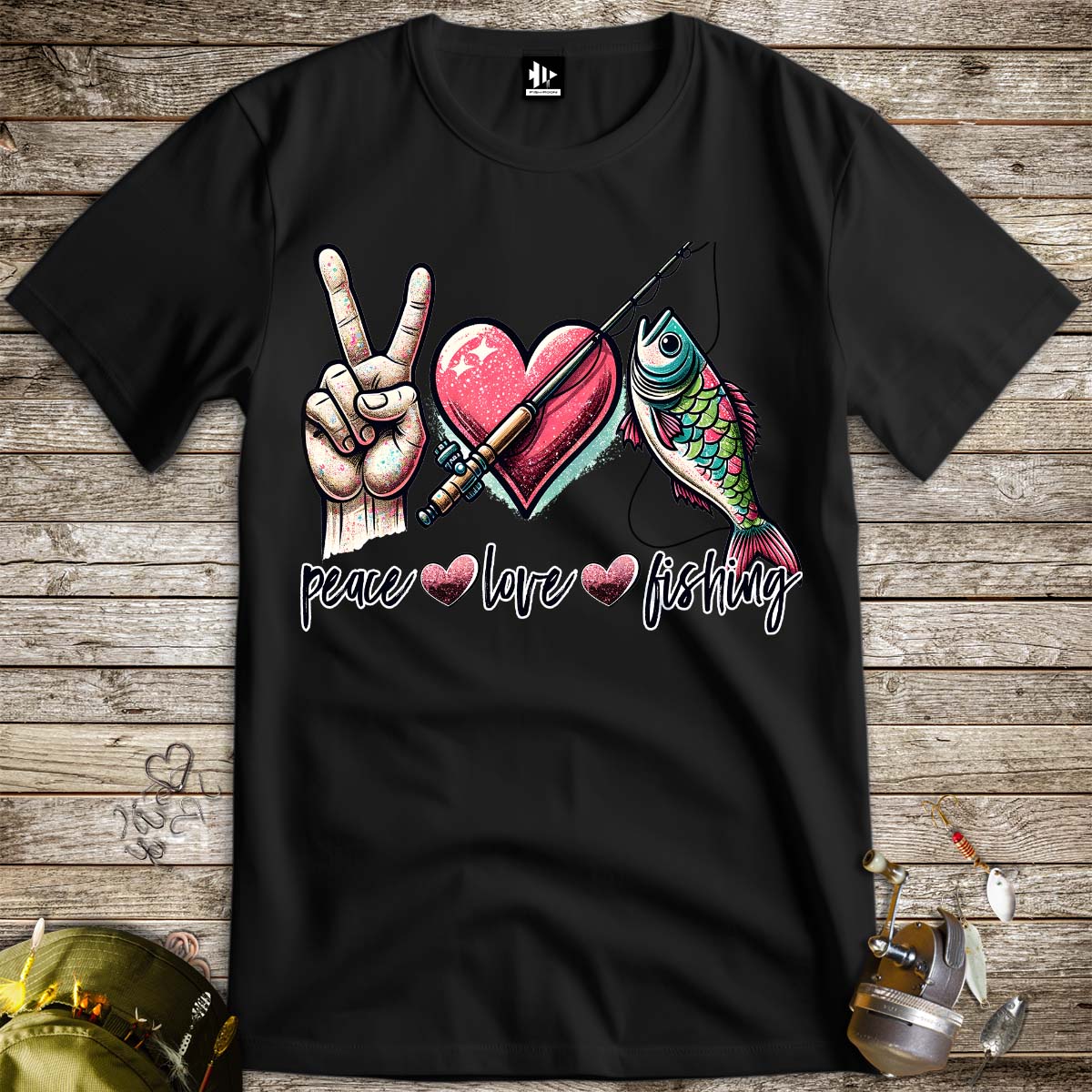 Peace Love Fishing Tee-funny fishing t shirt-FISH-ROOM LLC