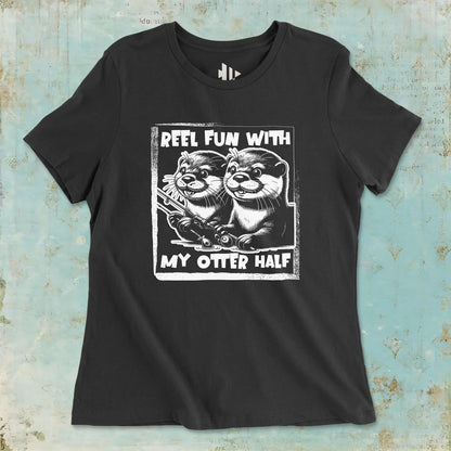 Black, Reel Fun with My Otter Half Ladies’ Tee – fish-room
