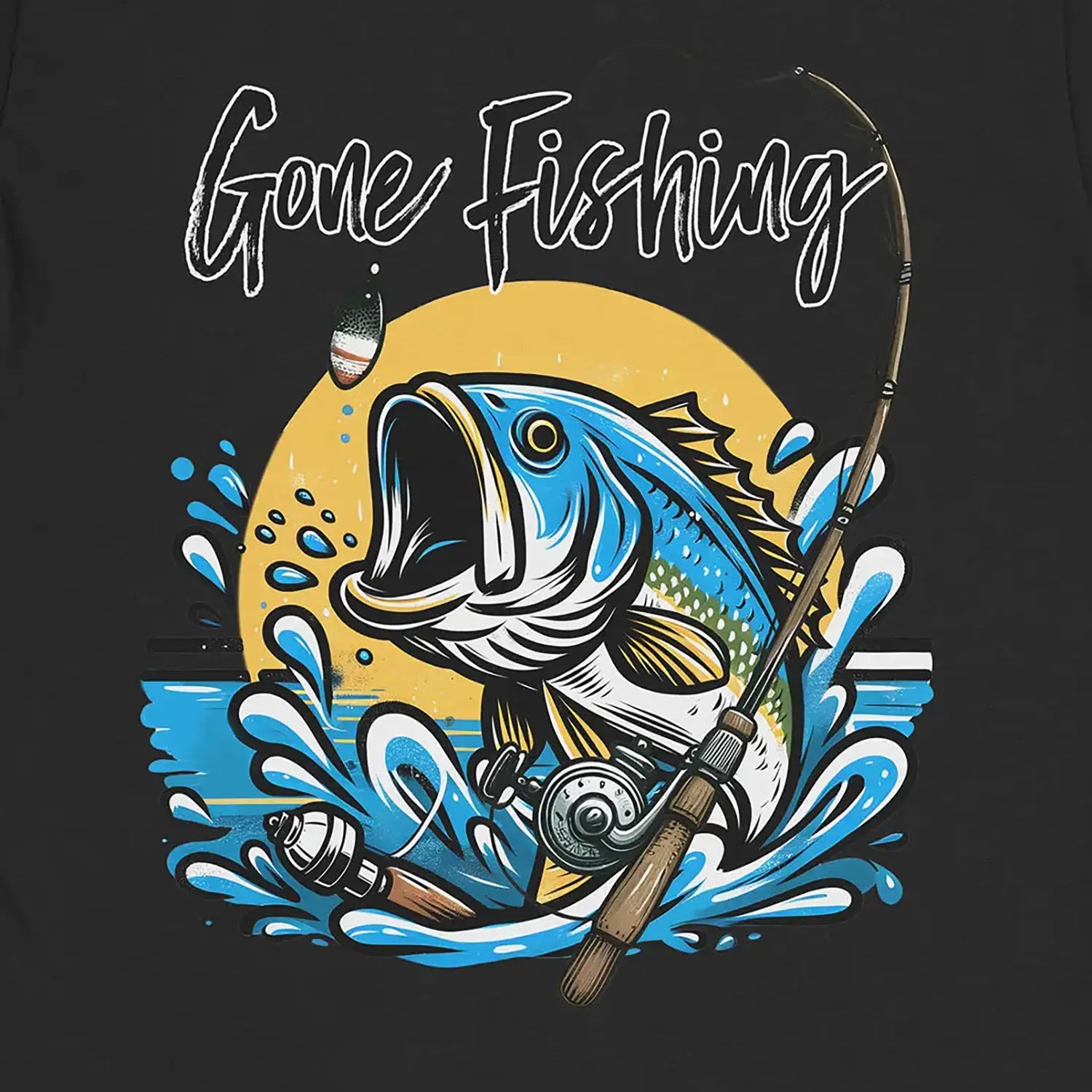Gone Fishing Tee Black T-Shirt