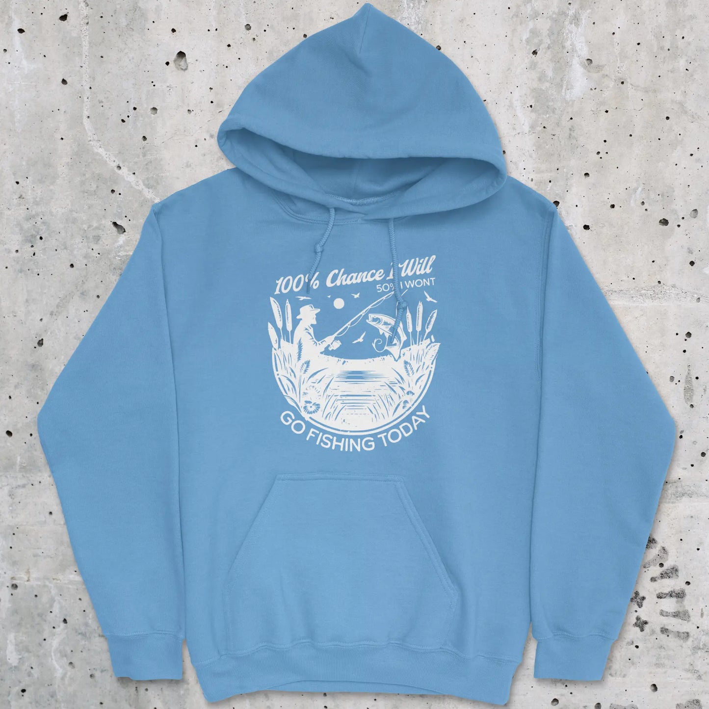 Carolina Blue, 100% Fishing Day Hoodie – fish-room