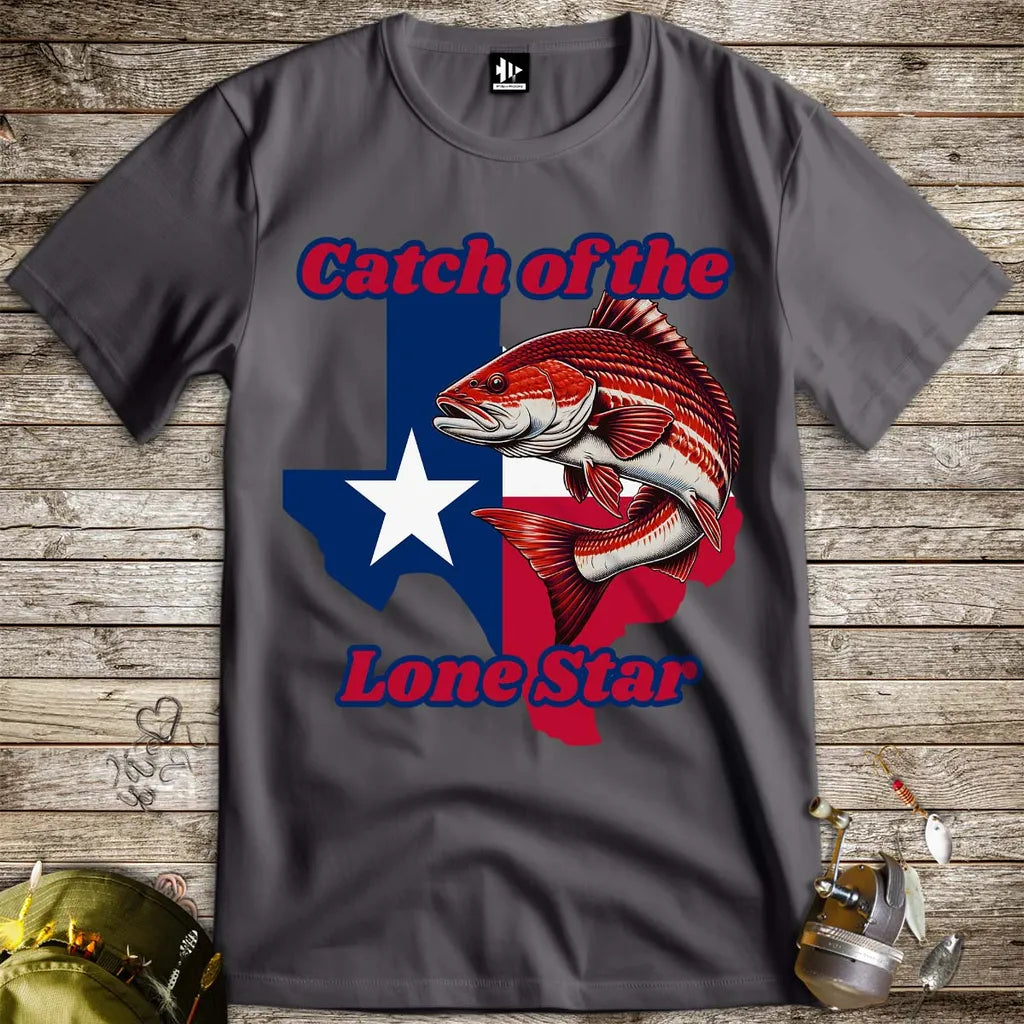 Catch of the Lone Star Tee Charcoal T-Shirt